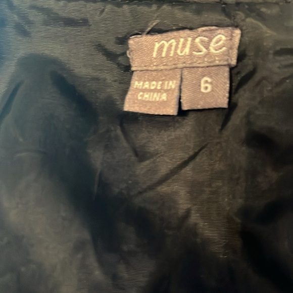 Size 6 MUSE Womens Sheath Dress Black & White Houndstooth Fringe Lined Career - Picture 4 of 5